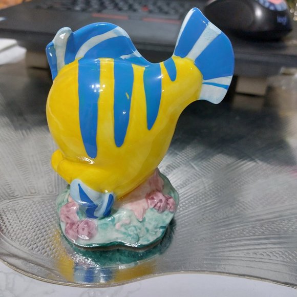 Vintage Disney Japan The Little Mermaid Flounder Ceramic Figurine Little Mermaid - Picture 5 of 7